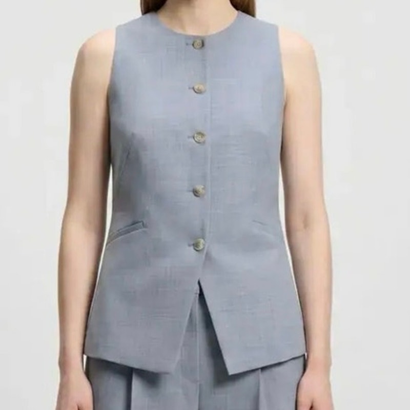 Boss Virgin Blue Wool Waistcoat Vest Size 4
